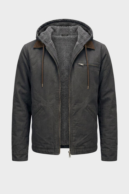 Men's Hooded Canvas Jacket | Front Zip