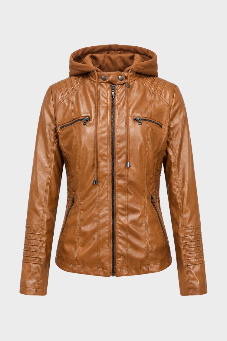 Women's Moto Jacket with Hood | Zip Front