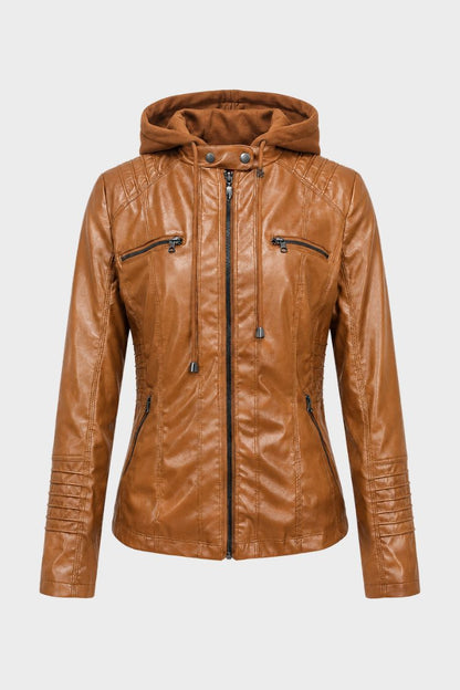 Women's Moto Jacket with Hood | Zip Front