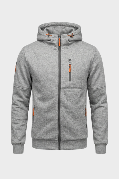 Men's Casual Zip-Up Hoodie | Chest Pocket