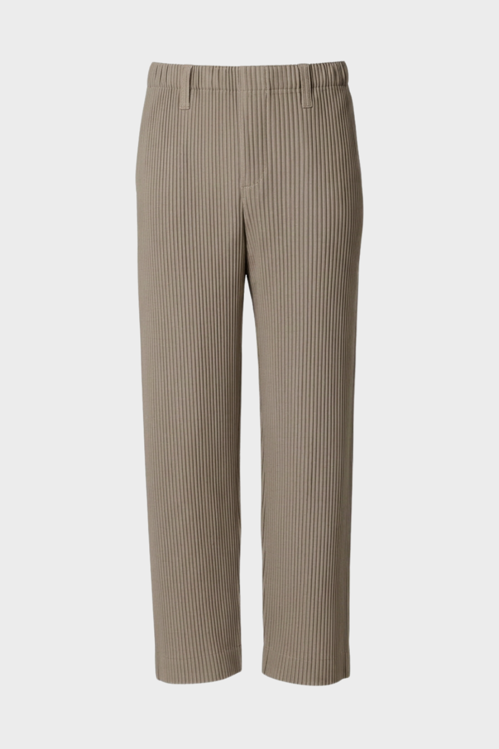 Men's Ribbed Straight Cut Trousers with Elastic Waistband