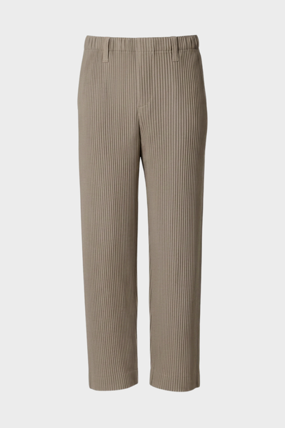 Men's Ribbed Straight Cut Trousers with Elastic Waistband