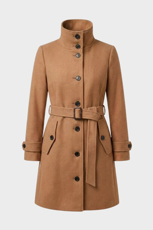 Women's Belted A-Line Coat | Notch Collar