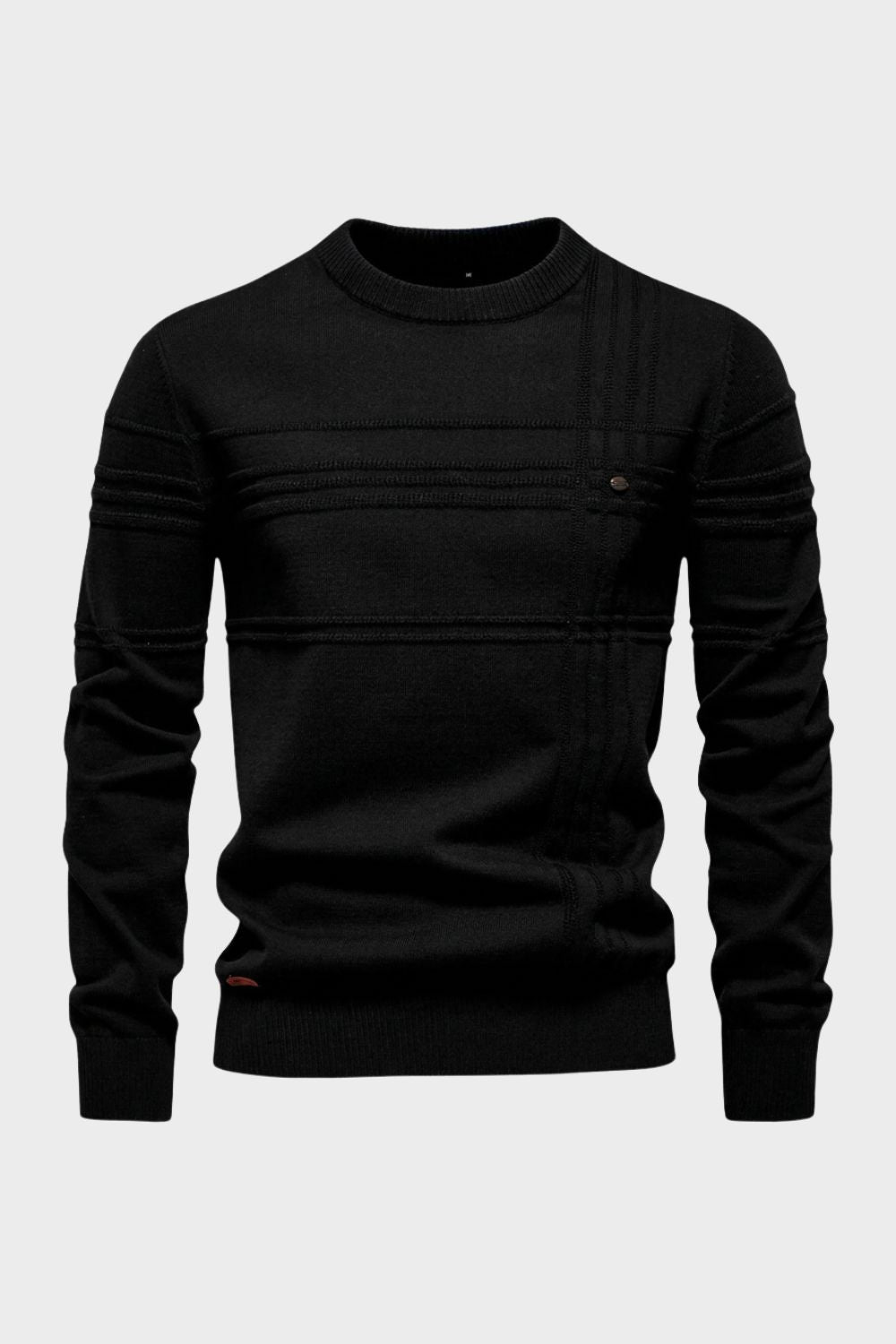 Men's Striped Crew Sweater | Ribbed Hem