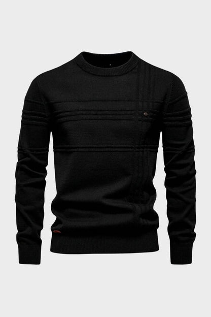 Men's Striped Crew Sweater | Ribbed Hem