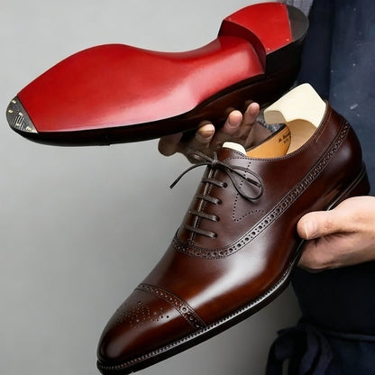 Men's oxford dress shoe with perforated brogue cap toe and lace-up closure – 2