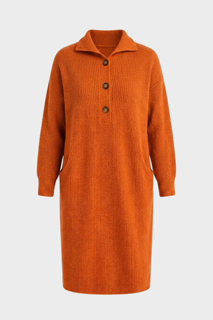 Women's Long Sleeve Collared Midi Dress | Button Front