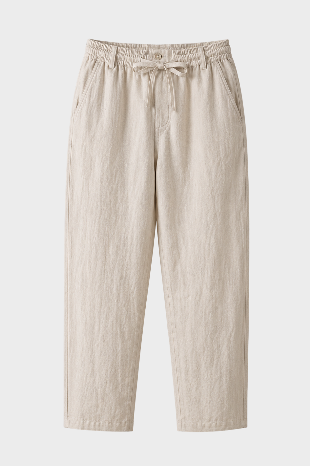 Men's Linen Trousers with Elastic Waist and Drawstring