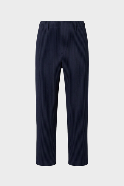 Men's Ribbed Straight Cut Trousers with Elastic Waistband