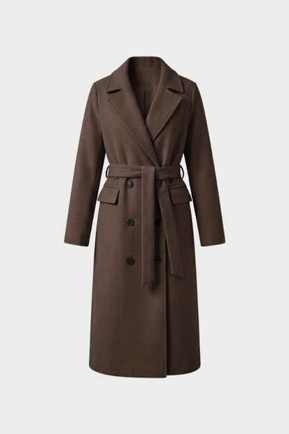Women's Belted Coat with Notched Collar