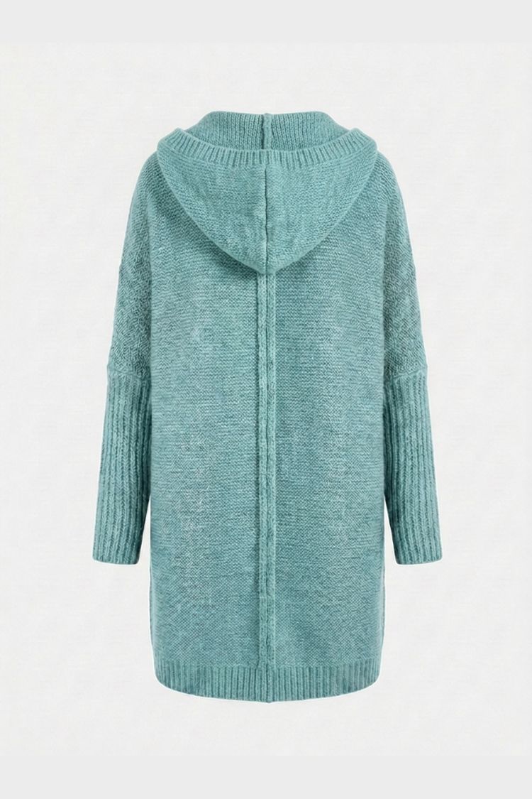 Women's oversized hooded cardigan with ribbed cuffs and longline silhouette – 3