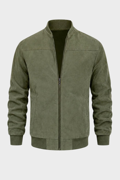 Men's Zip-Up Bomber Jacket | Stand Collar