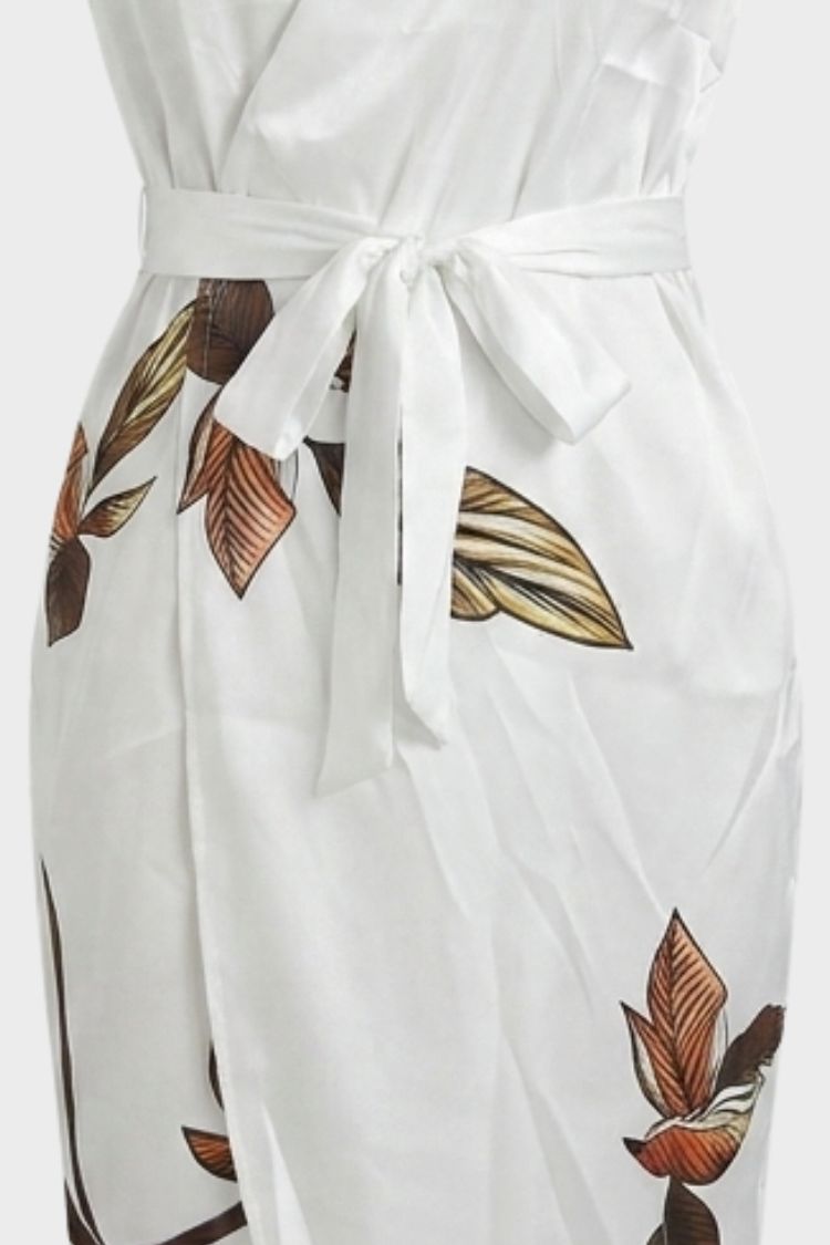 Women's Wrap Midi Dress | Leaf Print