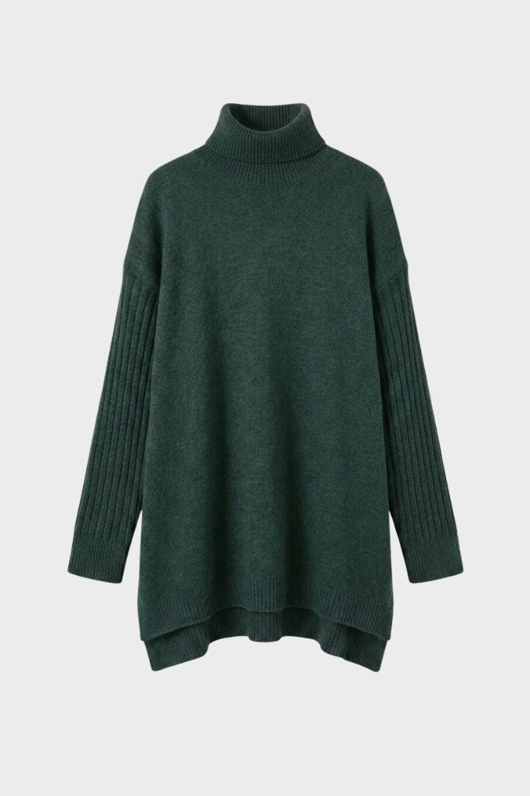 Women's Turtleneck Sweater | High-Low Hem