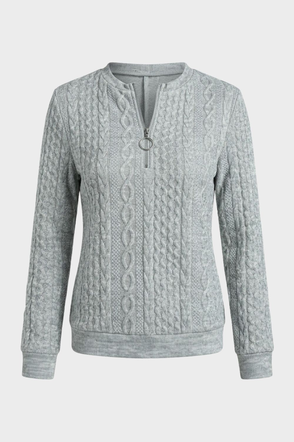 Women's Zip Sweatshirt | Cable Pattern