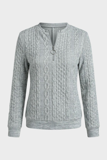 Women's Zip Sweatshirt | Cable Pattern