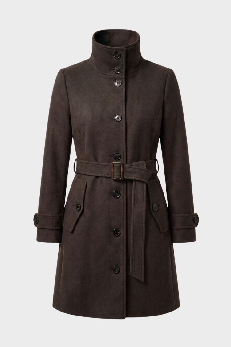 Women's Belted A-Line Coat | Notch Collar