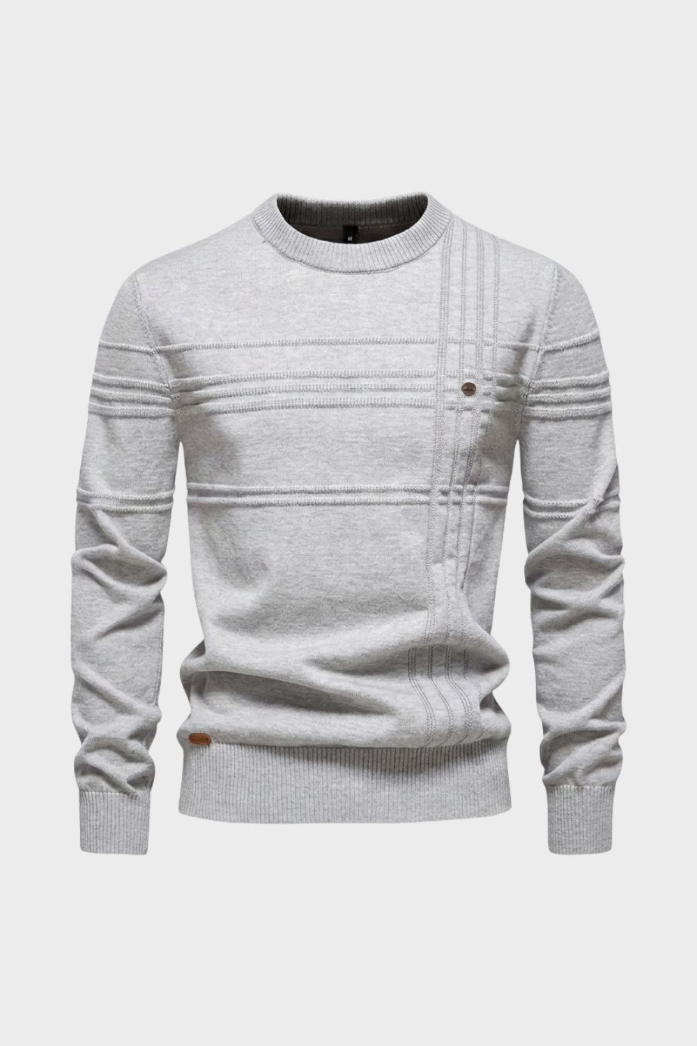 Men's Striped Crew Sweater | Ribbed Hem