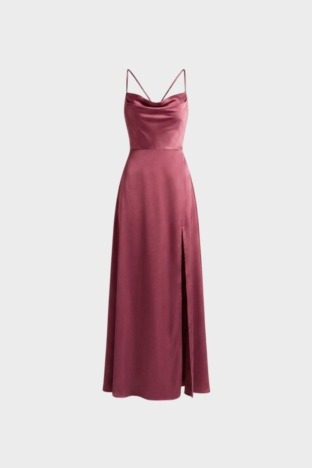 Women's Cowl-Neck Satin Maxi | Slit