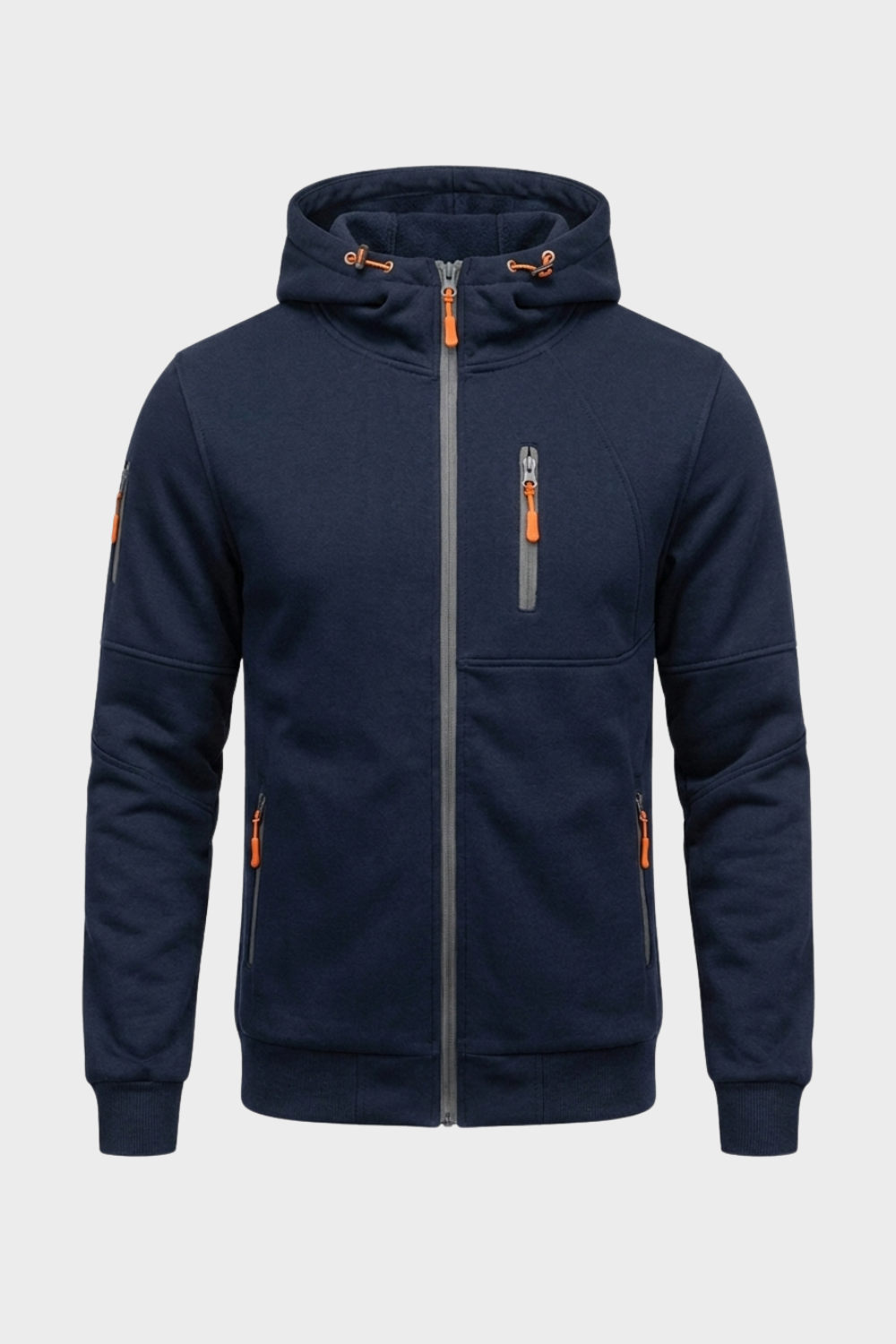 Men's Casual Zip-Up Hoodie | Chest Pocket
