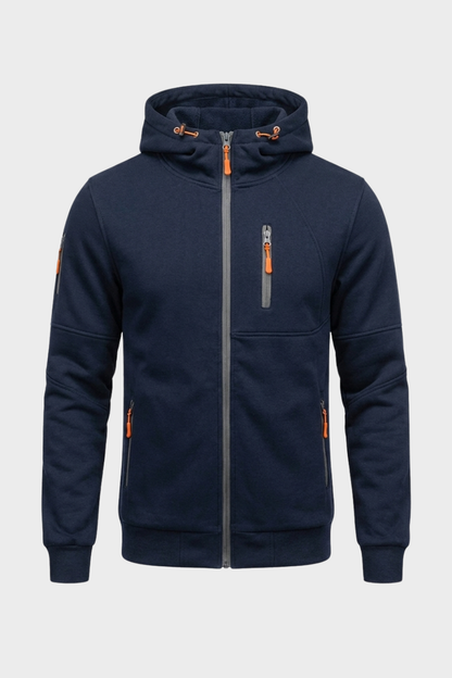 Men's Casual Zip-Up Hoodie | Chest Pocket