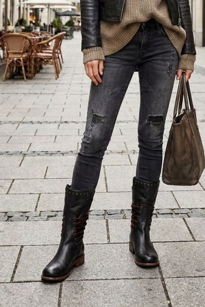 Women's Lace-Up Boots | Studded Cuff