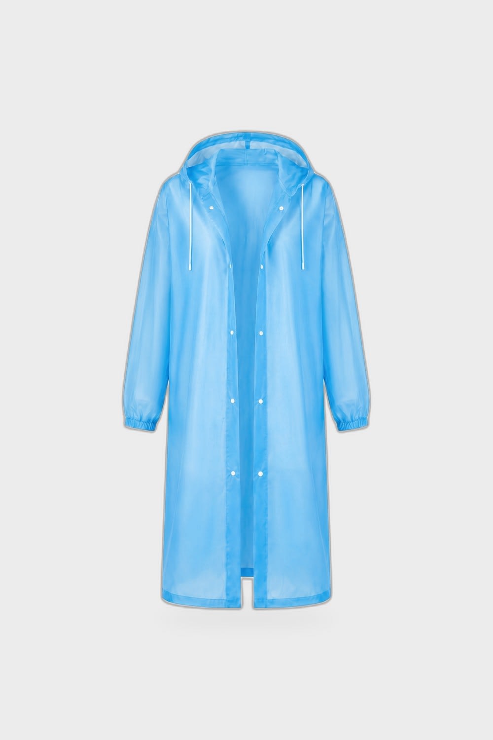 Women's Long Hooded Raincoat | Snap Front — Blue — product view