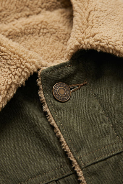 Men's Ranch Jacket | Contrast Collar — Black — detail — on model