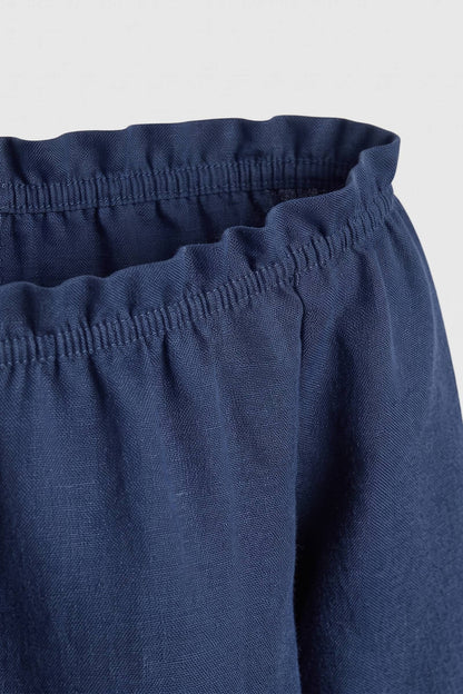 Women's Off-Shoulder Blouse | Long Sleeves — Navy — detail — on model