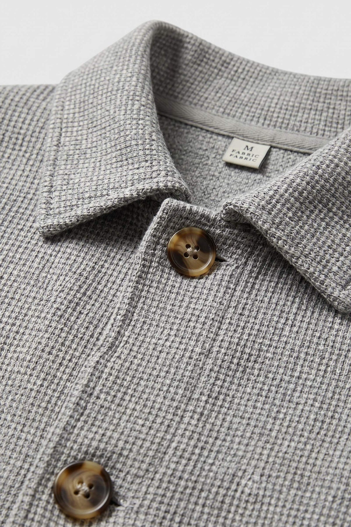 Men's Overshirt Jacket | Spread Collar — Grey — detail — on model