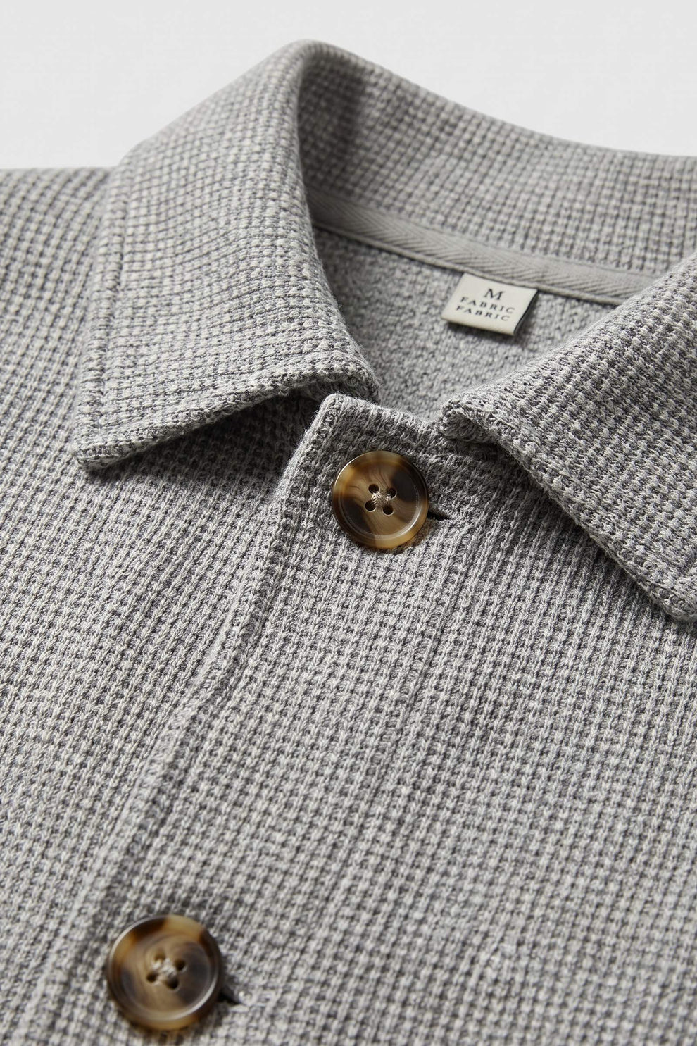 Men's Overshirt Jacket | Spread Collar — Grey — detail — on model