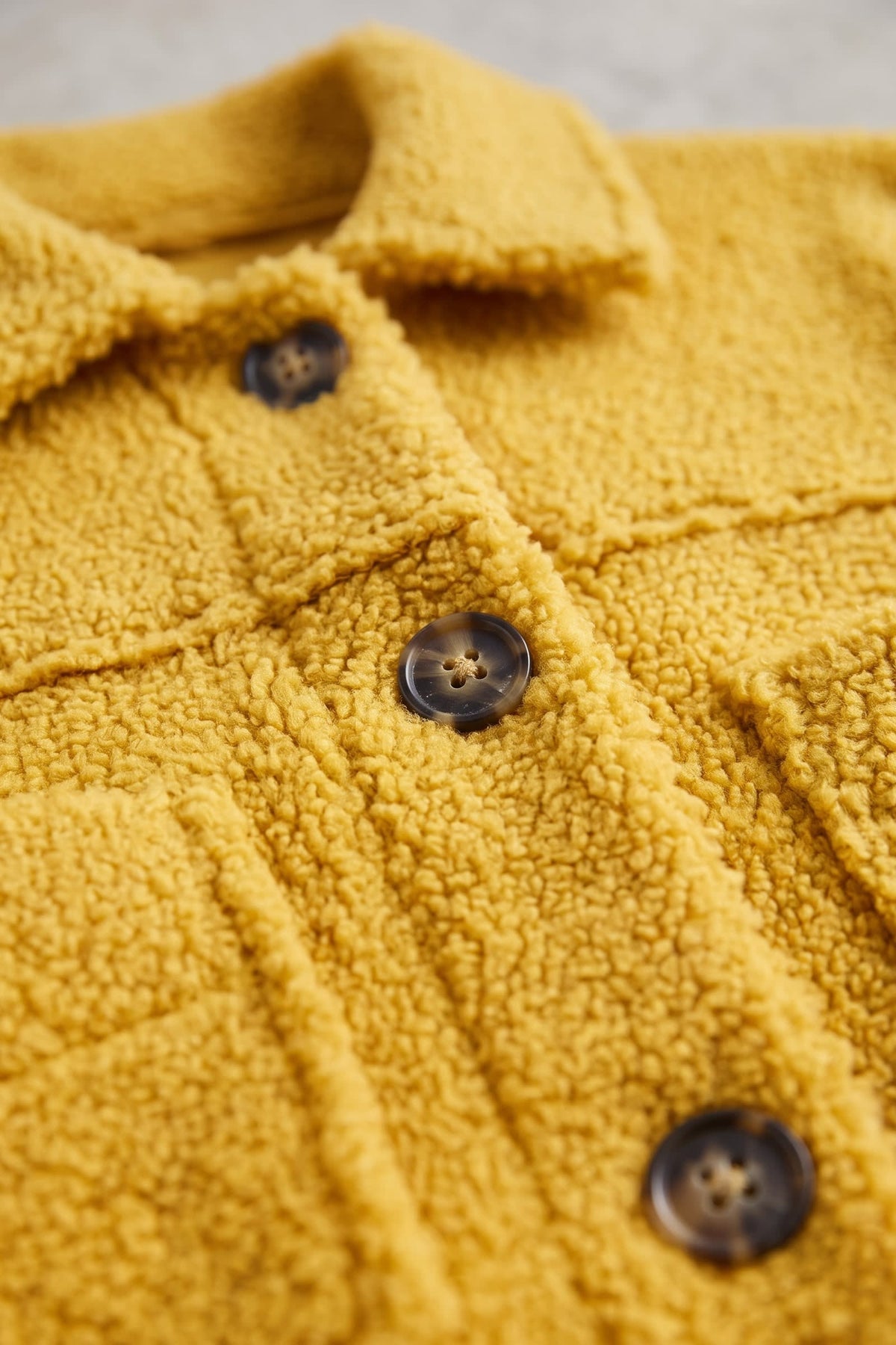 Women's Button Jacket | Revers Collar — Yellow — detail — on model