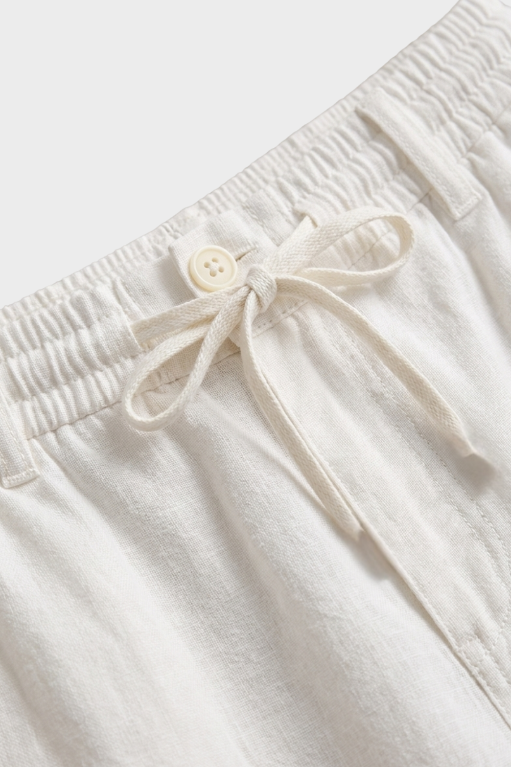 Men's Linen Trousers with Elastic Waist and Drawstring