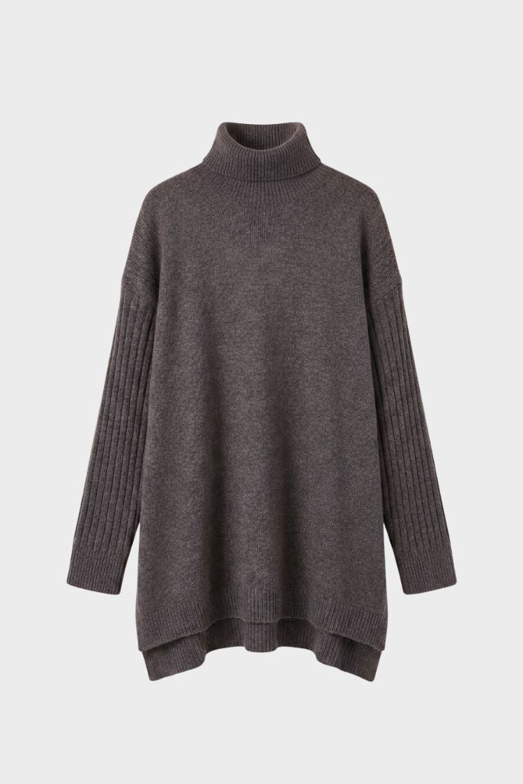 Women's Turtleneck Sweater | High-Low Hem