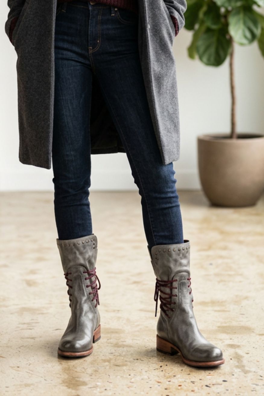 Women's Lace-Up Boots | Studded Cuff