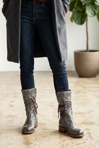 Women's Lace-Up Boots | Studded Cuff