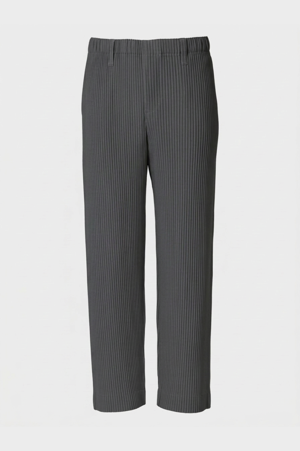 Men's Ribbed Straight Cut Trousers with Elastic Waistband