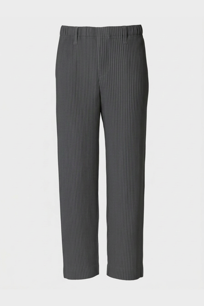 Men's Ribbed Straight Cut Trousers with Elastic Waistband