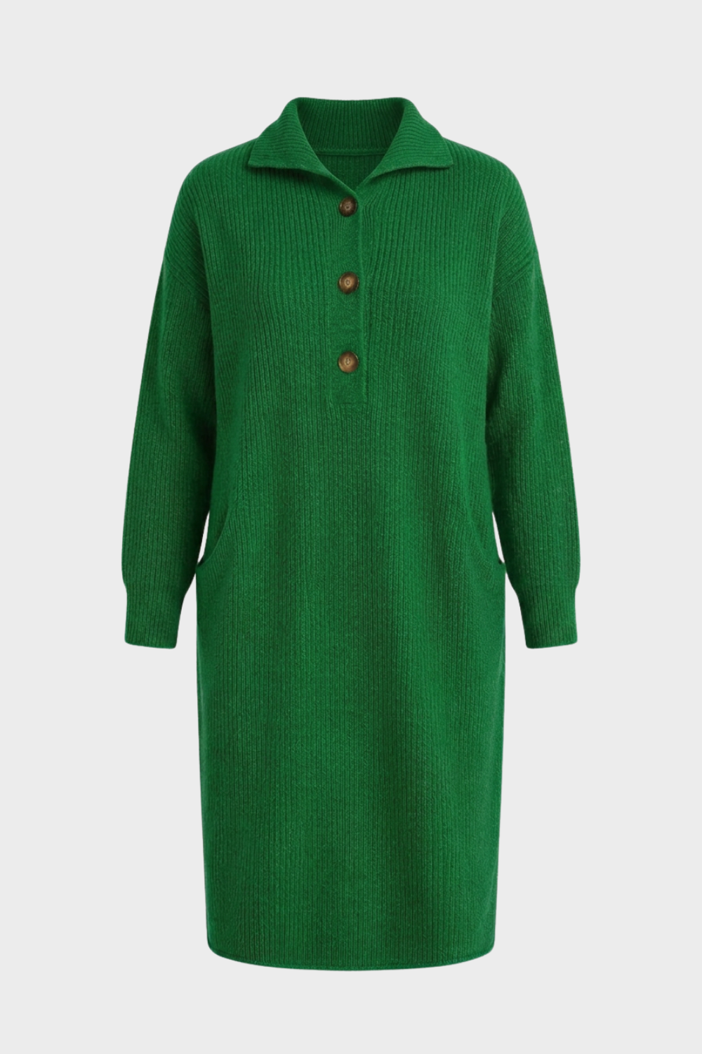 Women's Long Sleeve Collared Midi Dress | Button Front