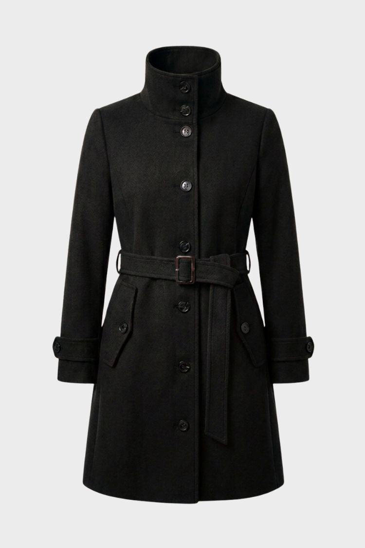 Women's Belted A-Line Coat | Notch Collar