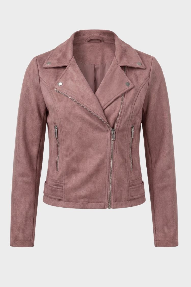 Women's Zip Leather Biker Jacket