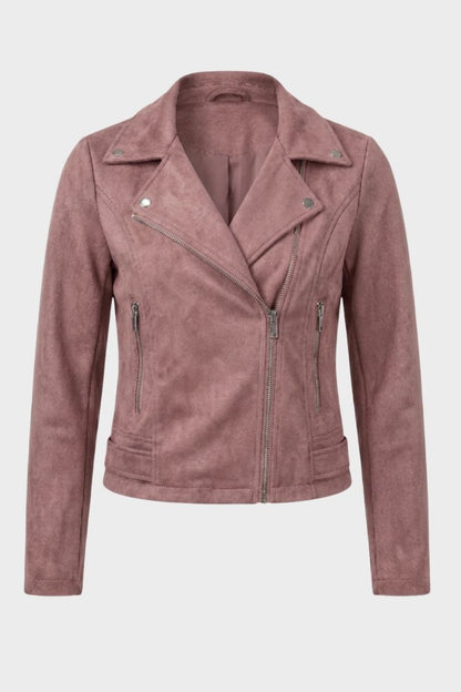 Women's Zip Leather Biker Jacket