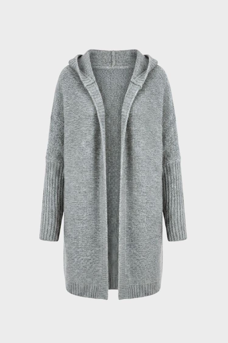 Women's oversized hooded cardigan with ribbed cuffs and longline silhouette – 7