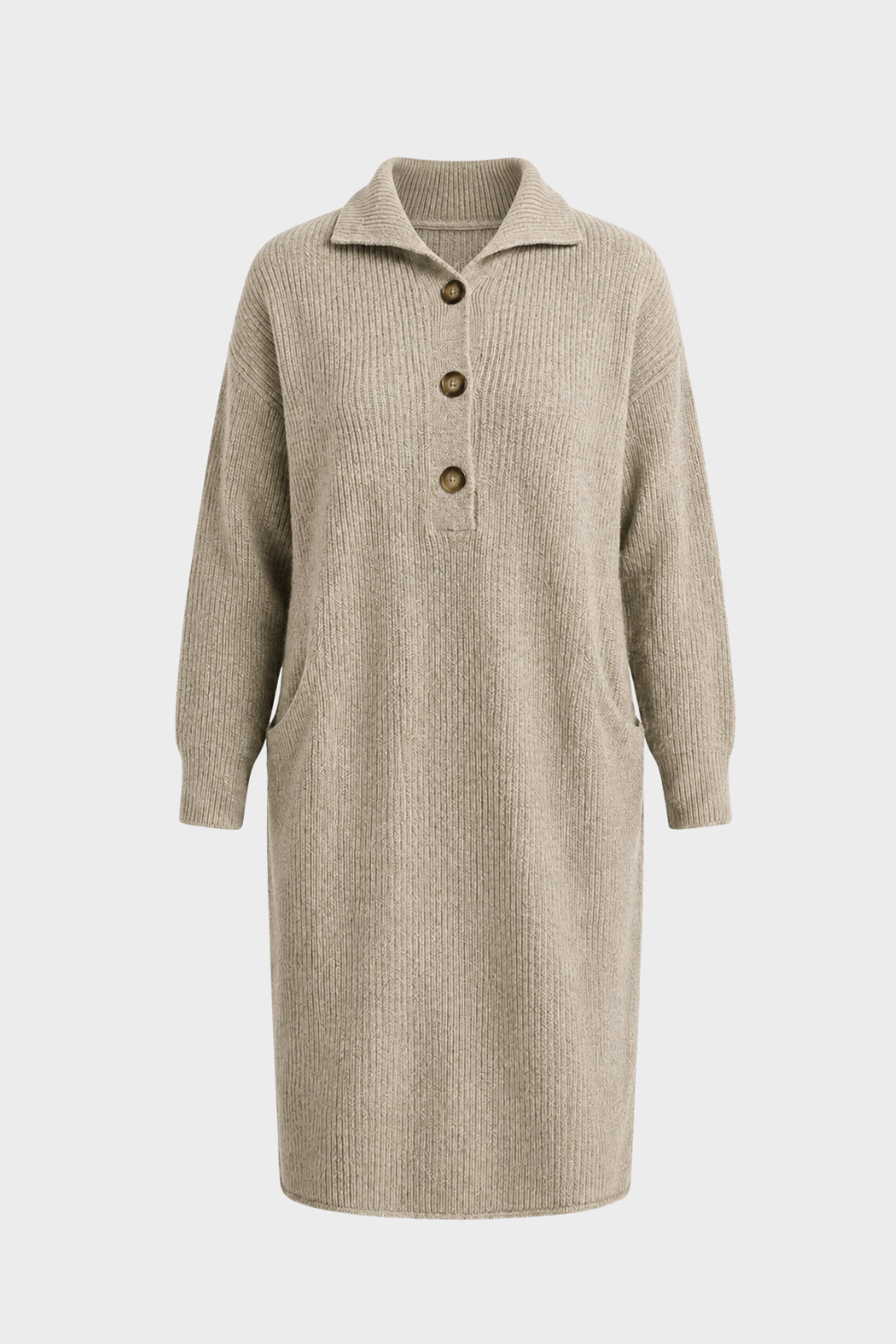 Women's Long Sleeve Collared Midi Dress | Button Front