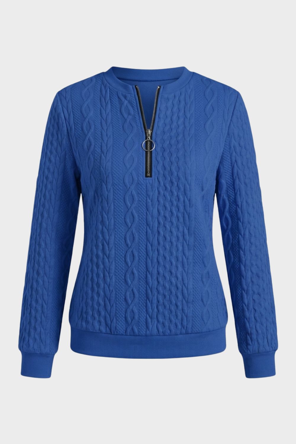 Women's Zip Sweatshirt | Cable Pattern