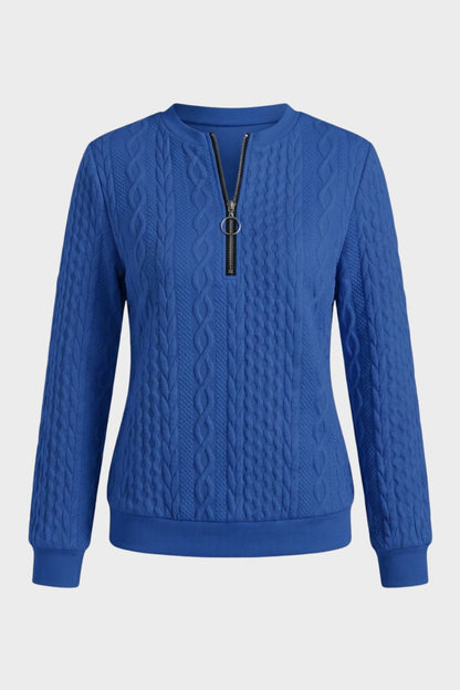 Women's Zip Sweatshirt | Cable Pattern