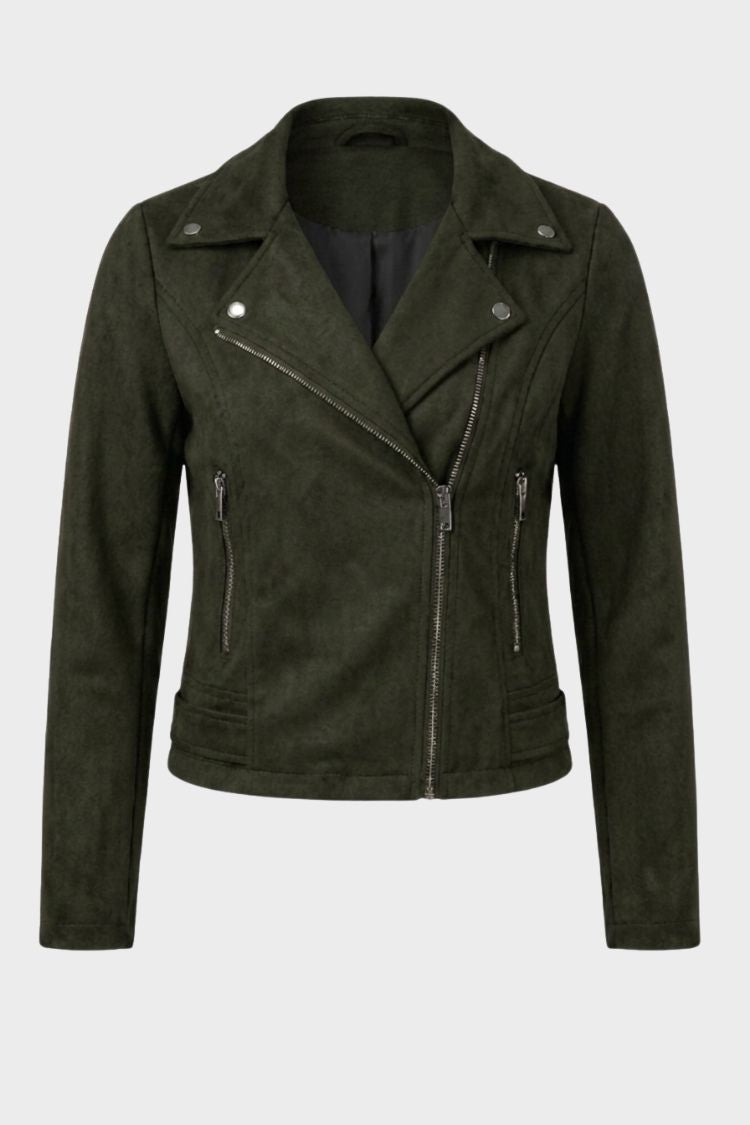 Women's Zip Leather Biker Jacket