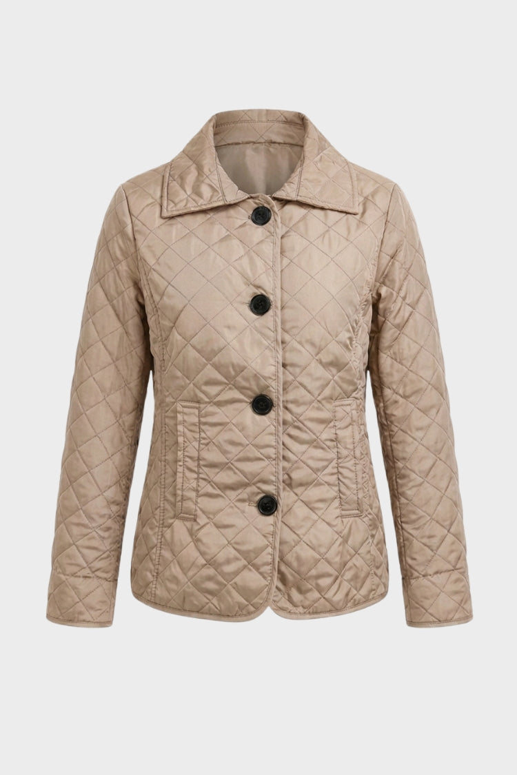 Women's diamond quilted jacket with pointed collar and welt hip pockets – 7