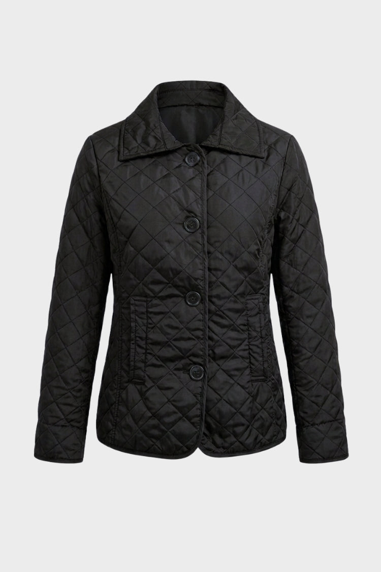 Women's diamond quilted jacket with pointed collar and welt hip pockets – 6