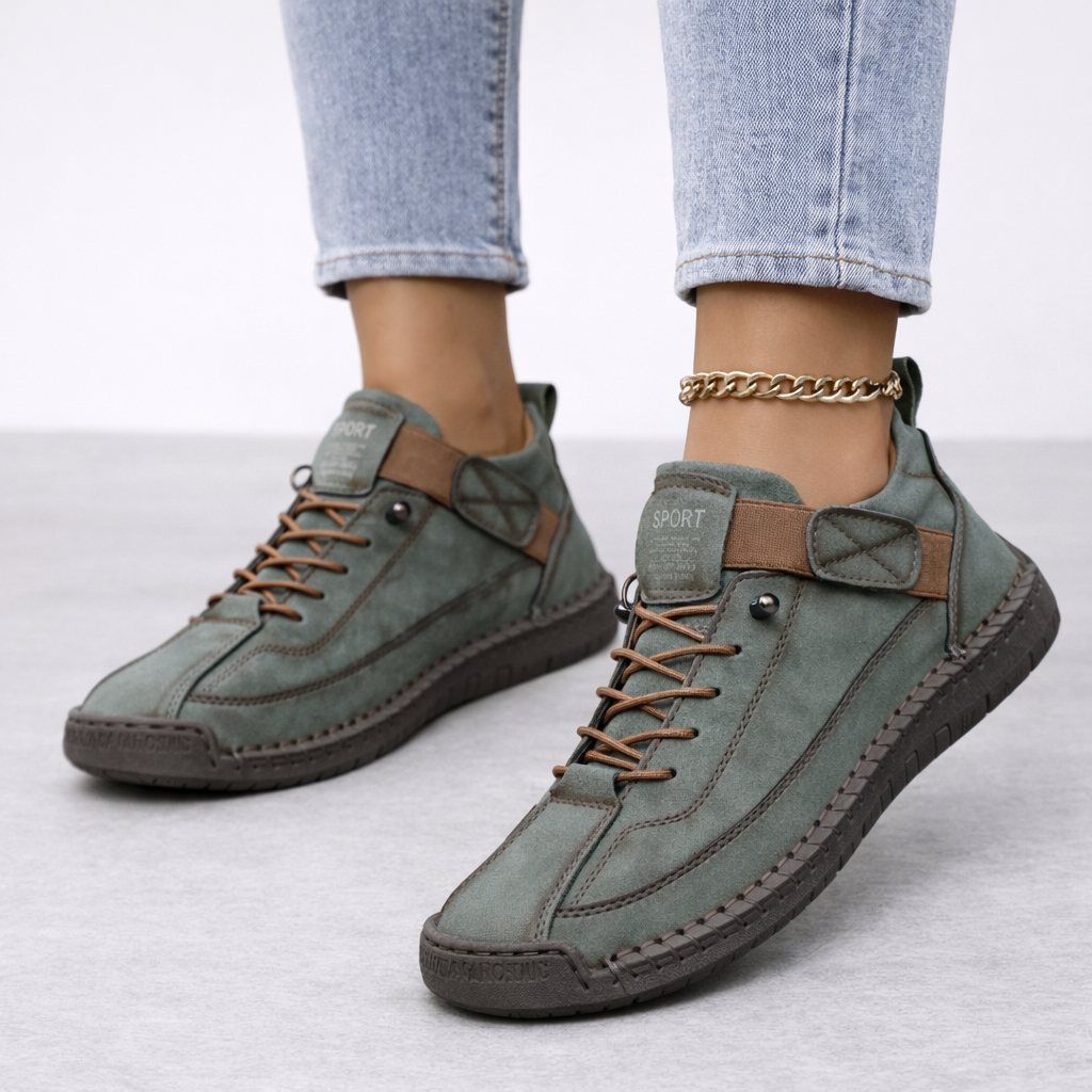 Women's low-top sneaker with lace-up closure and hook-and-loop strap – 5